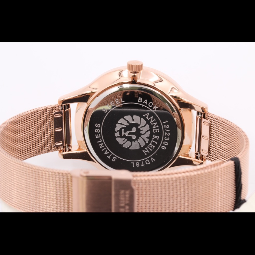 Anne Klein Womens Rose Gold Mesh Watch Crystal New - Picture 4 of 8